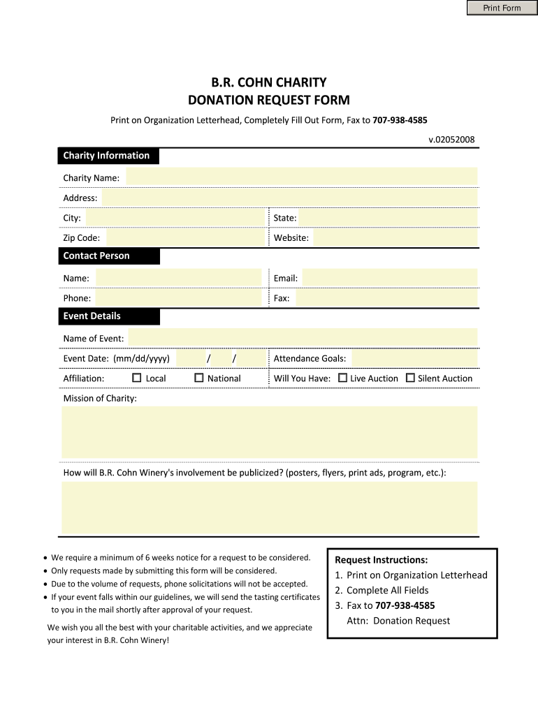 Br cohn charity donation request form - B.R. Cohn Winery Preview on Page 1