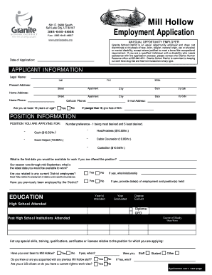 Granite School District Employment Application