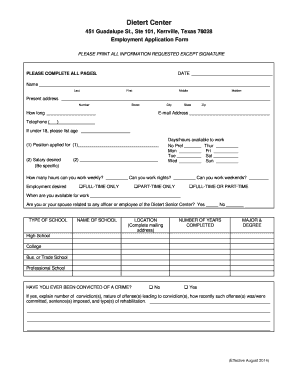 Employment application form - Sample Employment Application Form - Club Ed