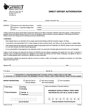 Direct Deposit Authorization Form