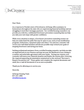 Florida Foreclosure Prevention Counseling Agreement