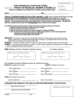 New York Measles Mumps Rubella Immunization Form