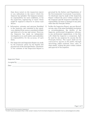 Environmental Inspection Certification Form