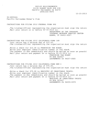 2012 Form 990 Tax Return