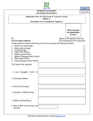 Learner's License Application Form