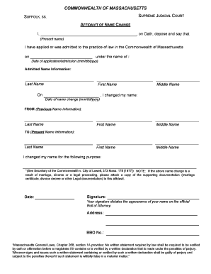 Massachusetts Name Change Affidavit