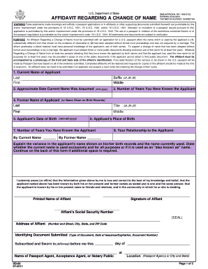 Affidavit Regarding a Change of Name