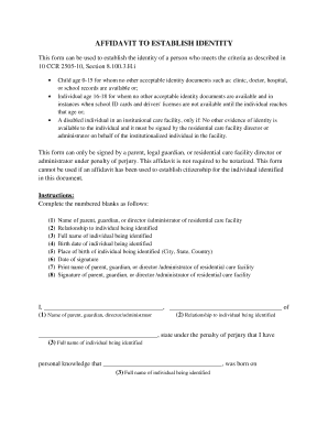 Affidavit to Establish Identity