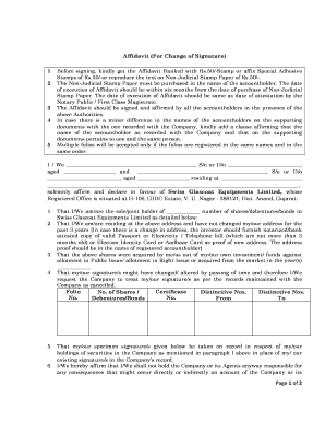 Affidavit for Change of Signature