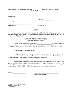 Divorce Form 5 Affidavit