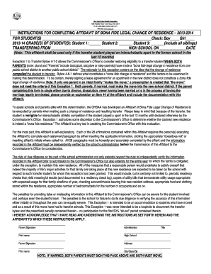 Ohio High School Athletic Association Affidavit