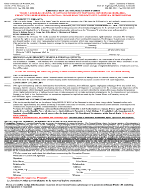Arizona Cremation Authorization Form