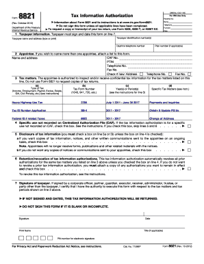 IRS Form 8821 Tax Information Authorization