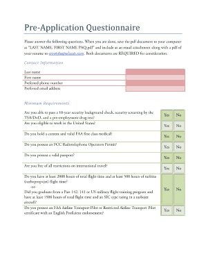 Pre-Application Questionnaire