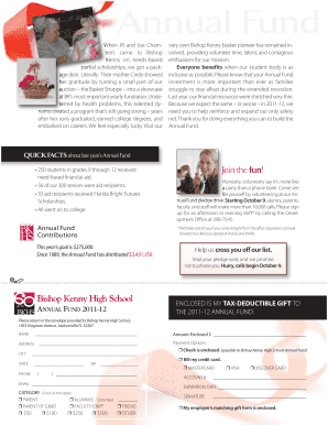 Bishop Kenny High School Annual Fund Donation Form