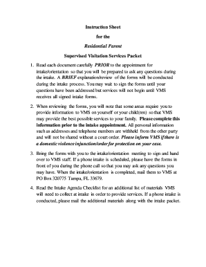 Residential Parent Supervised Visitation Services Packet