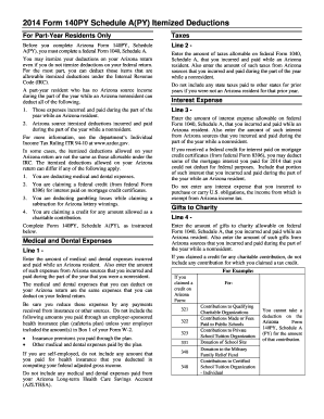 Arizona Form 140PY Schedule A(PY) Itemized Deductions