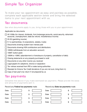 Tax Organizer Form