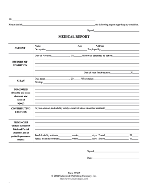 Medical Report Form 3250F