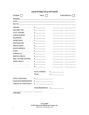 Adjusters File Invoice Form