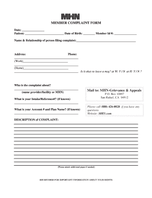 Member Complaint Form
