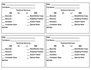 Library Technical Services Form