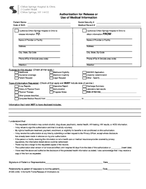 Authorization for Release of Medical Information
