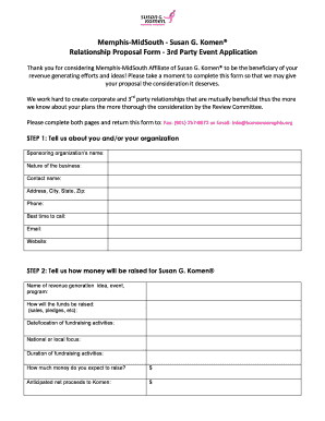 Club event proposal template - Third Party Event Proposal - Susan G Komen Memphis MidSouth - wpcms komen