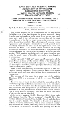 Aedes Ochlerotatus nubilus Theobald 1903 a synonym of Aedes Ochlerotatus serratus Theobald 1901 Diptera Culicidae 1949 Proc Ent Soc Wash 51 - mosquitocatalog