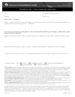 Formulaire de description de tâches