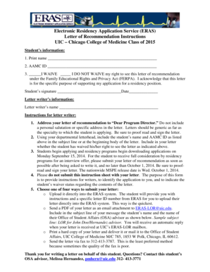 ERAS Letter of Recommendation Form