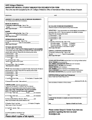 uic immunization form