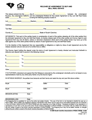 Release of Agreement to Buy and Sell Real Estate