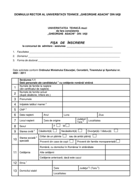 Romanian University Admission Application Form