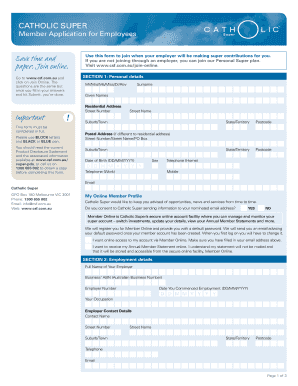 Catholic Super Employee Application Form