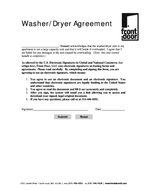 Washer/Dryer Agreement