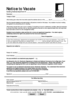 Notice to Vacate Form