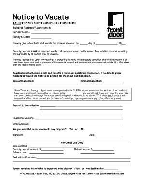 Notice to Vacate Form