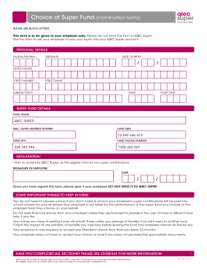 Choice of Super Fund Nomination Form