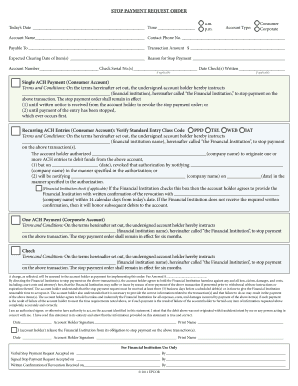 Stop Payment Request Order