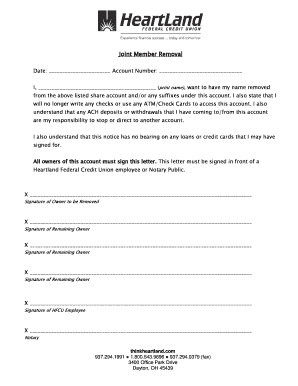 Joint Member Removal Form