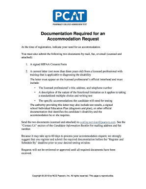 HIPAA Consent Form for Accommodation Request