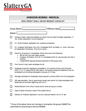 Horizon BCBSNJ Small Group Broker Checklist