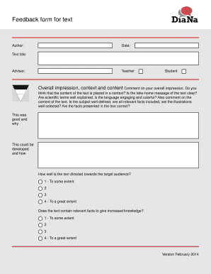 Feedback Form for Text