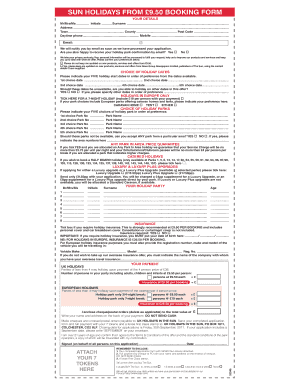 UK Holidays Booking Form
