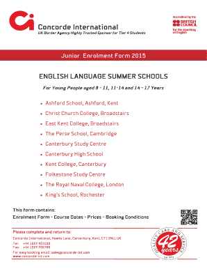 Junior Enrolment Form 2015