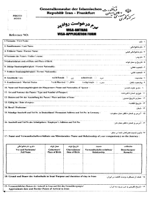 Iran Visa Antragsformular