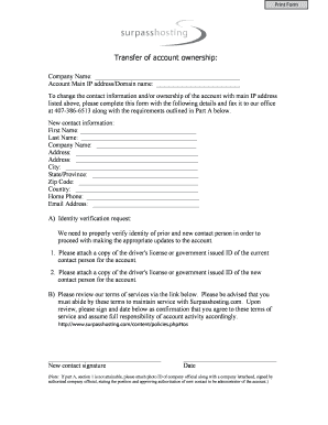 Account Ownership Transfer Form
