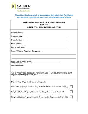 Application to Register a Subject Property