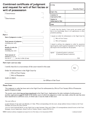 Combined Certificate of Judgment and Request for Writ